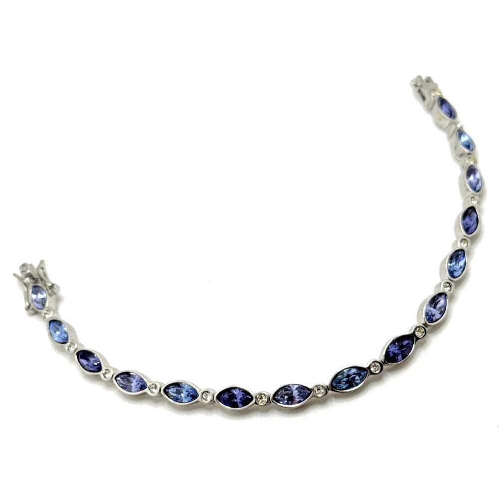 Vintage LIA SOPHIA Blue Purple Crystal Rhinestones Tennis Bracelet 7 3/4"